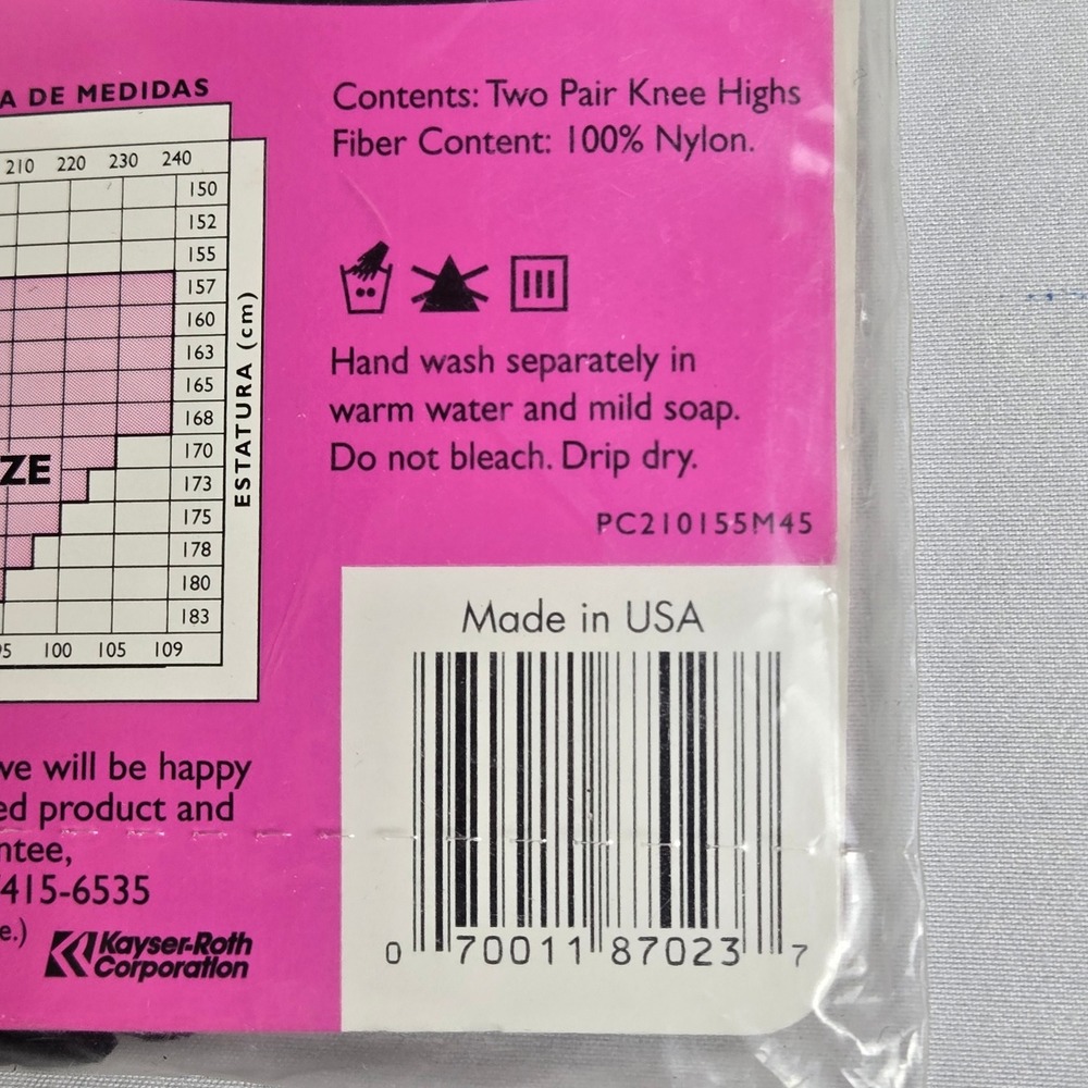 2 Pairs No Nonsense Premium Nylon Knee Highs, Off Black, Sheer Toe, M45, Q, New - Picture 4 of 7